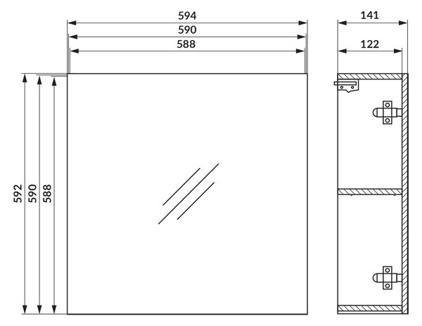 Cersanit Ovida skříňka 59.4x14.1x59.2 cm se zrcadlem bílá S1058-007