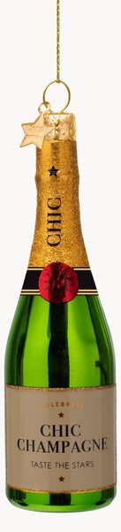 Ručně foukaná vánoční ozdoba Champagne Bottle