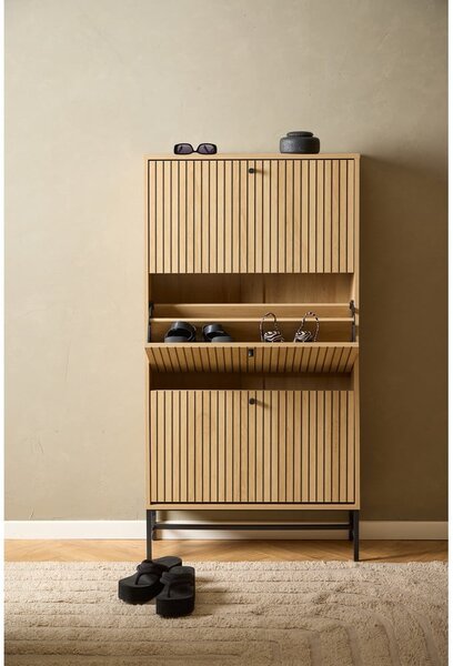 Výklopný botník v dekoru dubu v přírodní barvě 72x140x25 cm Albany – Actona