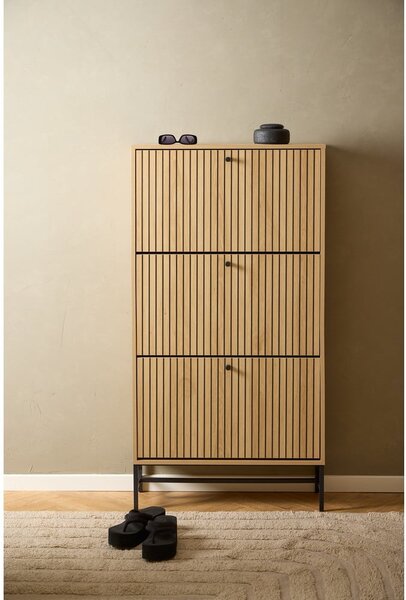 Výklopný botník v dekoru dubu v přírodní barvě 72x140x25 cm Albany – Actona