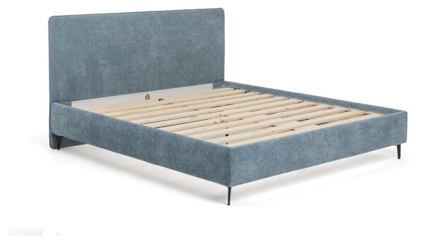 Modrá čalouněná dvoulůžková postel s roštem 180x200 cm Noira Slim – Bonami Selection