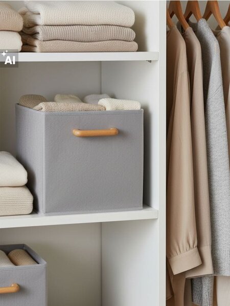 Sinsay - Skládací úložný box s dřevěnou rukojetí - šedá