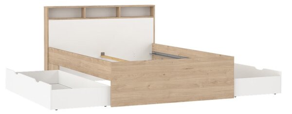 Dvoulůžková postel v dekoru dubu s úložným prostorem bez roštu 140x200 cm v přírodní barvě Ikast – Tvilum
