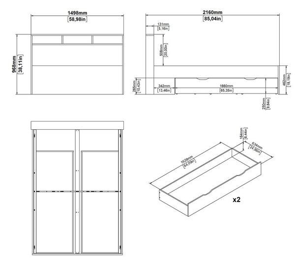 Dvoulůžková postel v dekoru dubu s úložným prostorem bez roštu 140x200 cm v přírodní barvě Ikast – Tvilum
