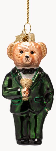 Ručně foukaná vánoční ozdoba Bear In Clothes
