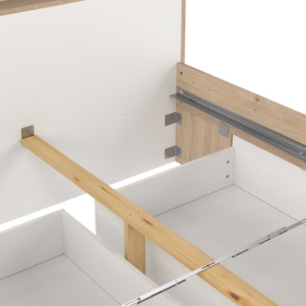 Dvoulůžková postel v dekoru dubu s úložným prostorem bez roštu 140x200 cm v přírodní barvě Ikast – Tvilum