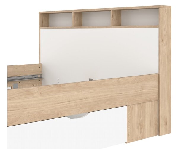 Dvoulůžková postel v dekoru dubu s úložným prostorem bez roštu 140x200 cm v přírodní barvě Ikast – Tvilum