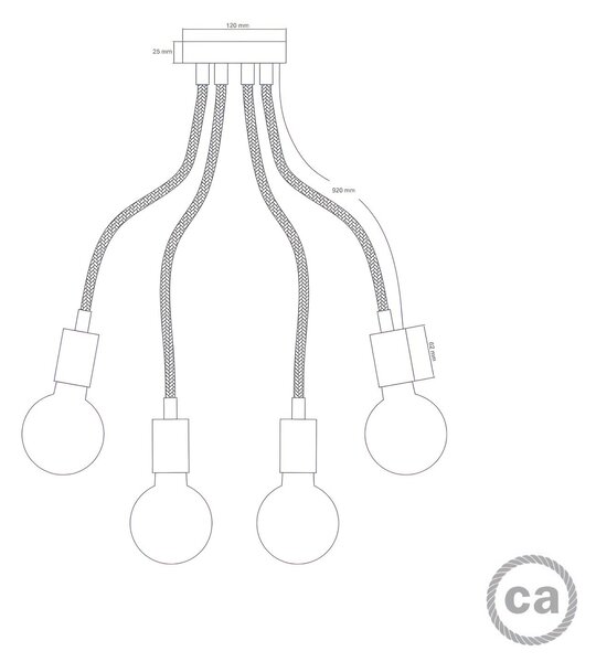 Creative cables Flex 90, stropní flexibilní svítidlo, se závitem G95 Barva: Matný chrom