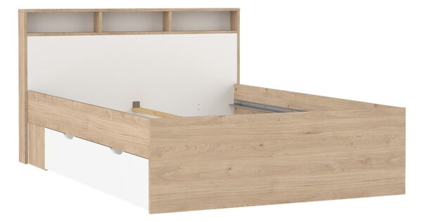 Dvoulůžková postel v dekoru dubu s úložným prostorem bez roštu 140x200 cm v přírodní barvě Ikast – Tvilum