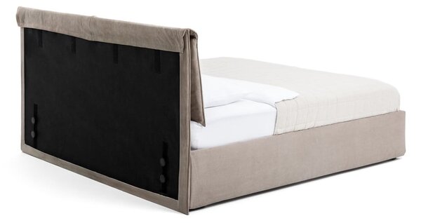 Čalouněná dvoulůžková postel taupe s úložným prostorem s roštem 160x200 cm Thessa Pillow – Bonami Selection