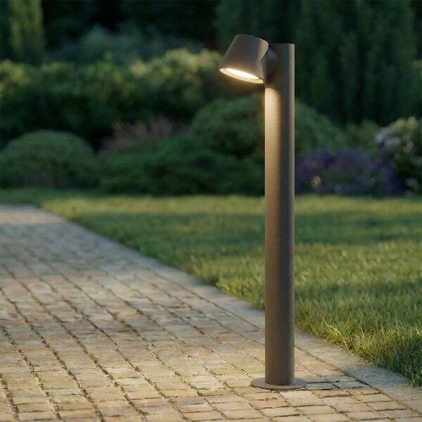 Lindby Světelný patník Ileyna, antracit, kov, 70 cm, stmívatelný, Černá, kov, Moderní