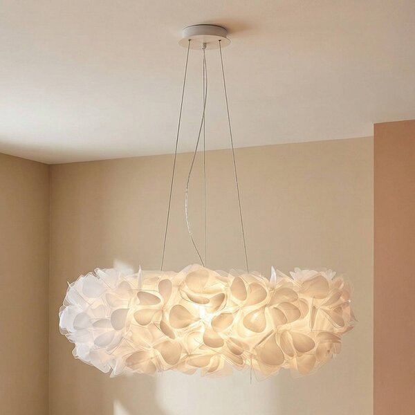 Slamp závěsné světlo Clizia Mama Non Mama, Ø78cm, bílá/čirá, stmívatelný, Bílá / opál, Obývací pokoj / jídelna, Plast, Design