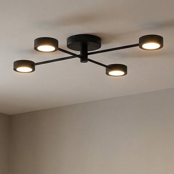 Nordlux Stropní svítidlo LED Clyde Flex, 4 světla, 2 vzpěry, černé, stmívatelný, Černá, Obývací pokoj / jídelna, kov