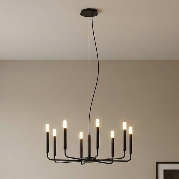 Nowodvorski Lighting Lustr ORTO, černý, kov, Ø 73 cm, 8 žárovek, Černá, Obývací pokoj / jídelna, kov, Moderní, Závěsná lampa - lustr s více rameny