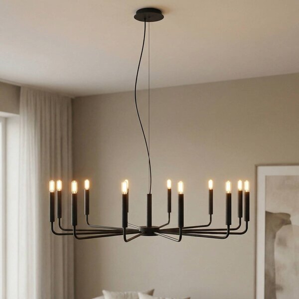 Nowodvorski Lighting Lustr ORTO B, černý, kov, Ø 103 cm, 12 žárovek, Černá, Obývací pokoj / jídelna, kov, Moderní, Závěsná lampa - lustr s více rameny
