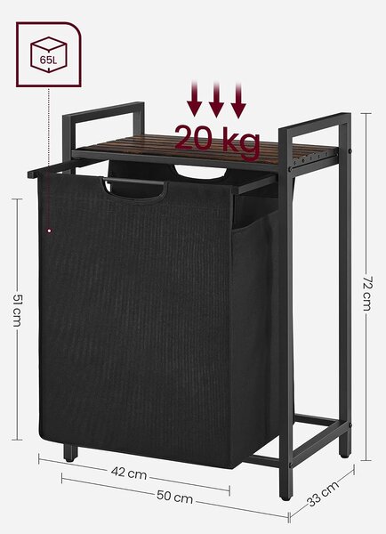 Koš na prádlo Houseland Ovules 65l hnědý/černý