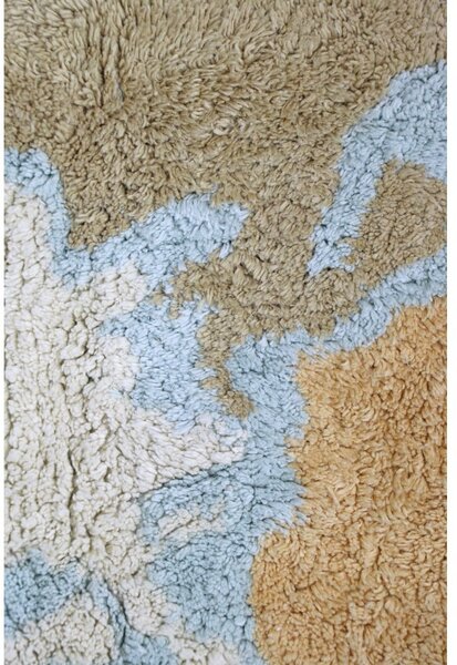 Modro-béžový pratelný ručně tkaný bavlněný dětský hrací koberec 70x100 cm Mini Worldmap – Lorena Canals