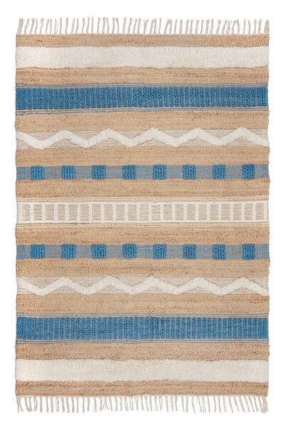 Ručně tkaný koberec s příměsí juty v modro-přírodní barvě 120x170 cm Medina Jute – Flair Rugs