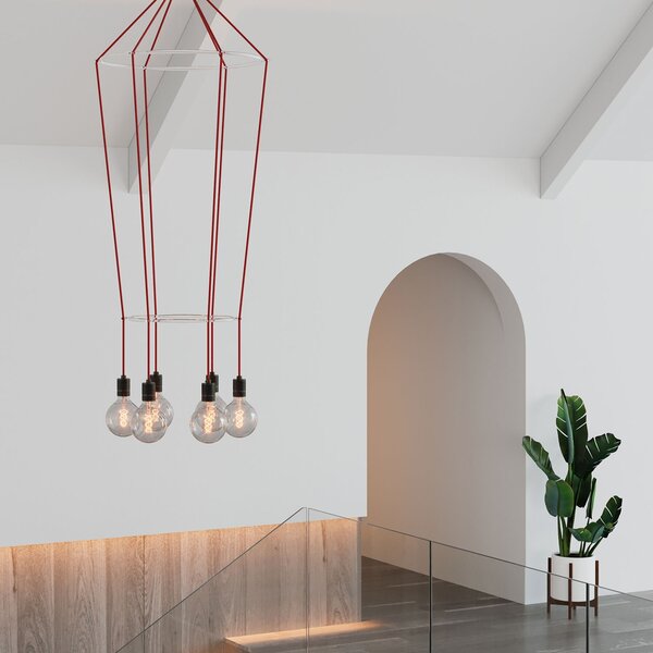 Creative cables Lustr cage 2 glóbus se 6 žárovkami Barva: Mosaz