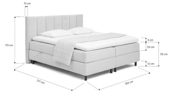 Šedá boxspring postel s úložným prostorem 180x200 cm Elva Bold Line – Bonami Selection