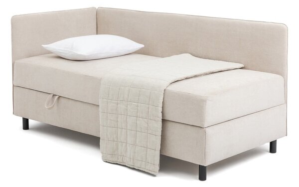 Béžová čalouněná jednolůžková postel s úložným prostorem s matrací 90x200 cm Avela – Bonami Selection