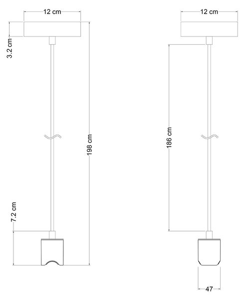 Creative cables Esse14 závěsná lampa s paticí s14d Barva: Černá