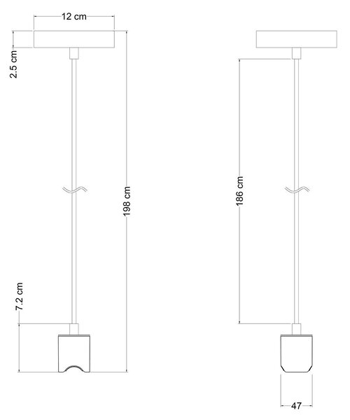 Creative cables Esse14 závěsná lampa s paticí s14d Barva: Černá