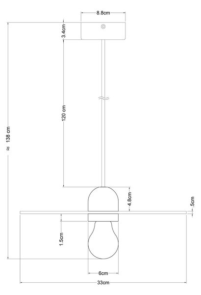 Creative cables Dřevěná závěsná lampa se stínidlem ufo a textilním kabelem Barva: Neutrální