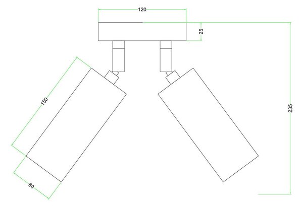 Creative cables Bodové svítidlo kruhové, 2 zdroje se stínidly Tub-E14 a baldachýnem Barva: Černá