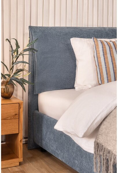 Modrá čalouněná dvoulůžková postel s úložným prostorem s roštem 160x200 cm Myra Pillow – Bonami Selection