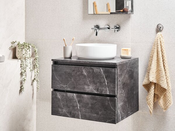 Nástěnná skříňka pod umyvadlo SERRA 60 cm Černý mramor