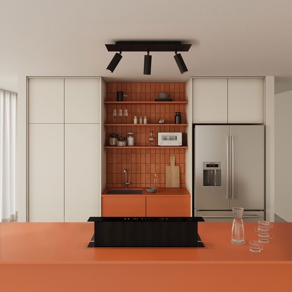 Creative cables Bodové svítidlo obdélníkové, 3 zdroje se stínidly Tub-E14, baldachýn obdélník Rose-one XXL Barva: Černá