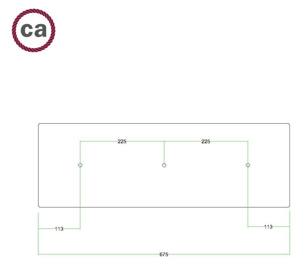 Creative cables Bodové svítidlo obdélníkové, 3 zdroje se stínidly Tub-E14, baldachýn obdélník Rose-one XXL Barva: Černá