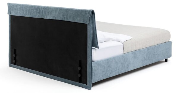 Modrá čalouněná dvoulůžková postel s úložným prostorem s roštem 160x200 cm Myra Pillow – Bonami Selection