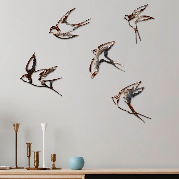 Wallity Nástěnná kovová dekorace Birds-2 vícebarevná