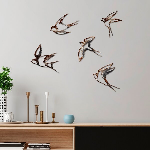 Wallity Nástěnná kovová dekorace Birds-2 vícebarevná