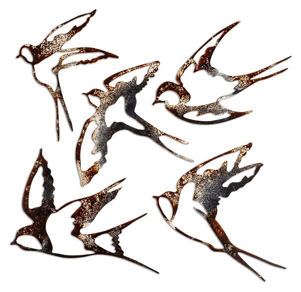 Wallity Nástěnná kovová dekorace Birds-2 vícebarevná