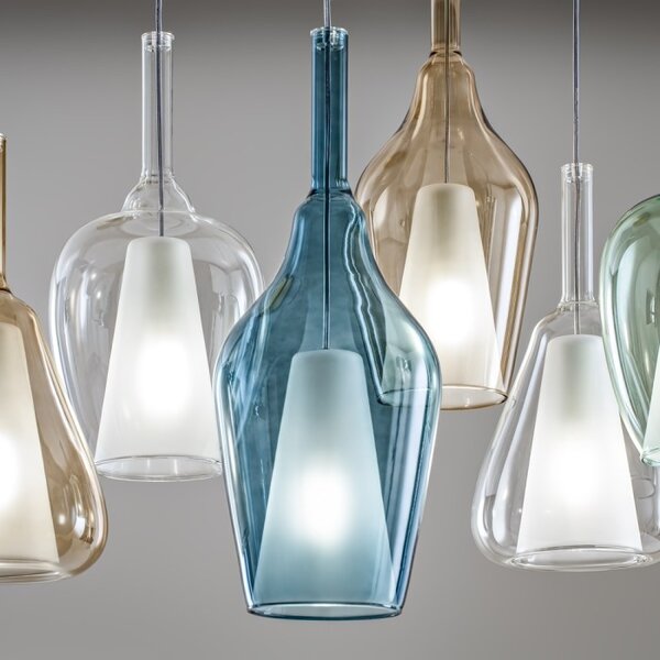 Designové závěsné svítidlo Gea Luce Ofelia S/10 Barva skla: Transparentní sklo, Barva montury: Bílá