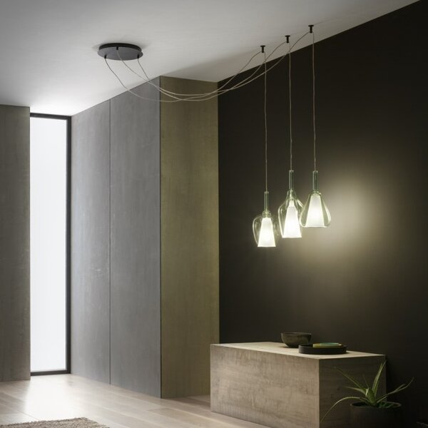 Designové závěsné svítidlo Gea Luce Ofelia S/10 Barva skla: Transparentní sklo, Barva montury: Bílá