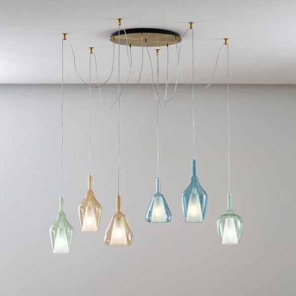 Designové závěsné svítidlo Gea Luce Ofelia S/10 Barva skla: Transparentní sklo, Barva montury: Bílá