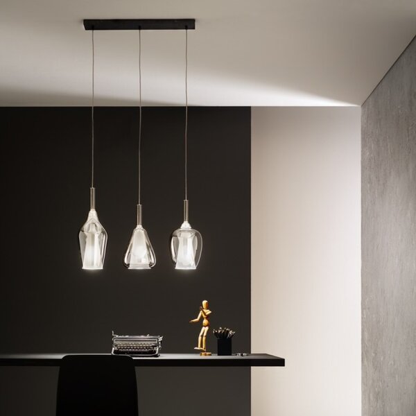Designové závěsné svítidlo Gea Luce Ofelia S/10 Barva skla: Transparentní sklo, Barva montury: Bílá