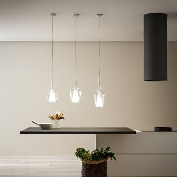 Designové závěsné svítidlo Gea Luce Ofelia S/10 Barva skla: Transparentní sklo, Barva montury: Bílá