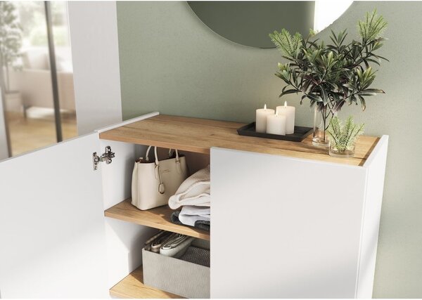 Bílá skříňka v dekoru dubu 74x105x33 cm Alviano – Germania