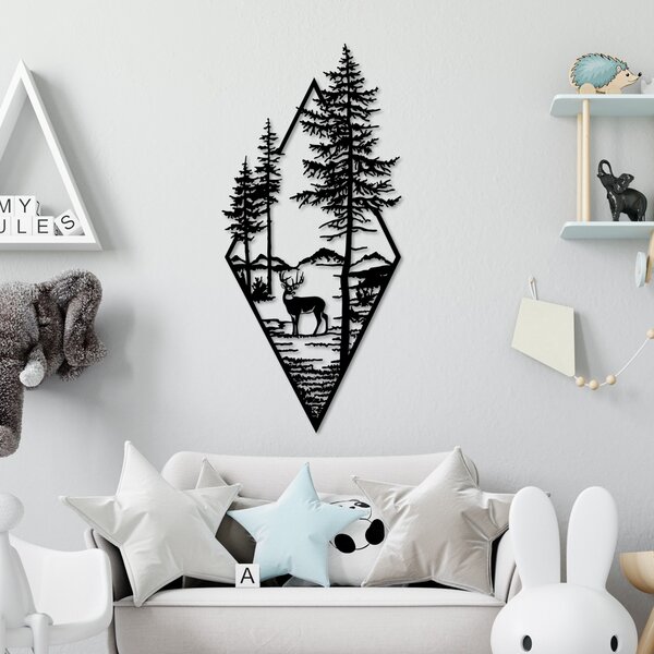 Wallity Nástěnná kovová dekorace Deer I. černá