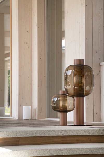 Venkovní designová lampa Brokis Bonbori Small PC1166, IP44 Povrch Montury: kov - černý matný komaxit (CCS846), Barva skla: šedá kouřová - transparentní sklo (CGC516), Stmívání: TRIAC - STANDARDNÍ VERZE (CEDV2865)