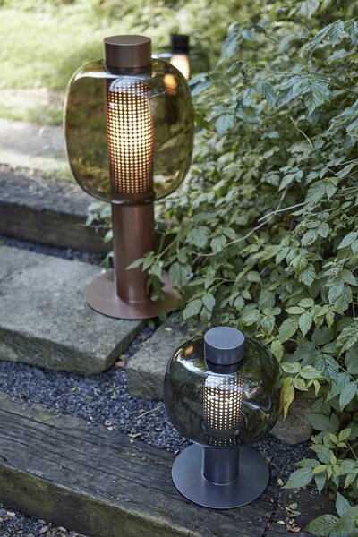 Venkovní designová lampa Brokis Bonbori Small PC1166, IP44 Povrch Montury: kov - černý matný komaxit (CCS846), Barva skla: šedá kouřová - transparentní sklo (CGC516), Stmívání: TRIAC - STANDARDNÍ VERZE (CEDV2865)
