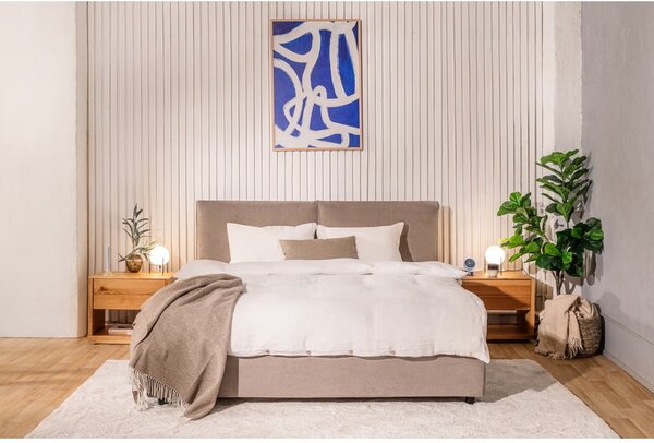 Čalouněná dvoulůžková postel taupe s úložným prostorem s roštem 160x200 cm Myra Pillow – Bonami Selection