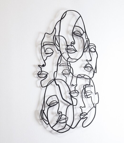 Wallity Nástěnná kovová dekorace Faces Line Art černá