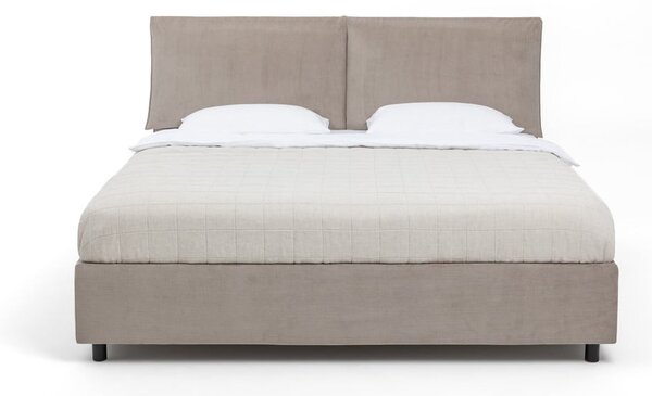 Čalouněná dvoulůžková postel taupe s úložným prostorem s roštem 160x200 cm Myra Pillow – Bonami Selection
