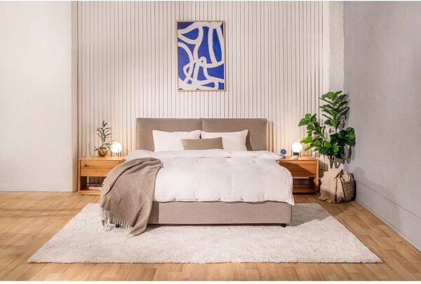 Čalouněná dvoulůžková postel taupe s úložným prostorem s roštem 160x200 cm Myra Pillow – Bonami Selection